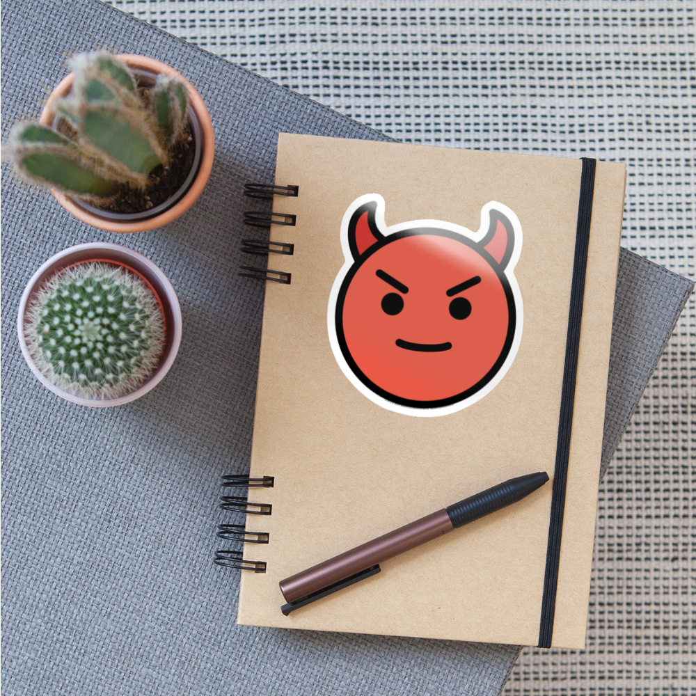 Smiling Face with Horns Moji Sticker - Emoji.Express - white glossy