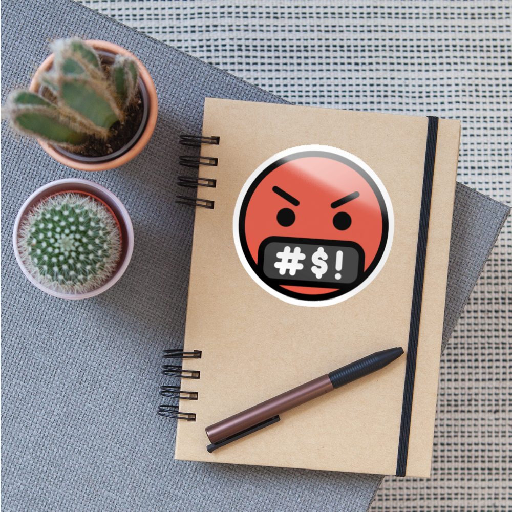 Face with Symbols on Mouth Moji Sticker - Emoji.Express - white glossy