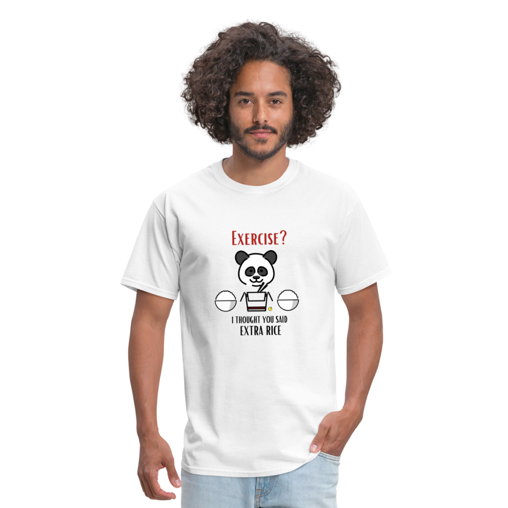 Exercise? I Thought You Said Extra Rice Panda Unisex Moji Expressions Classic T-Shirt - Emoji.Express - white