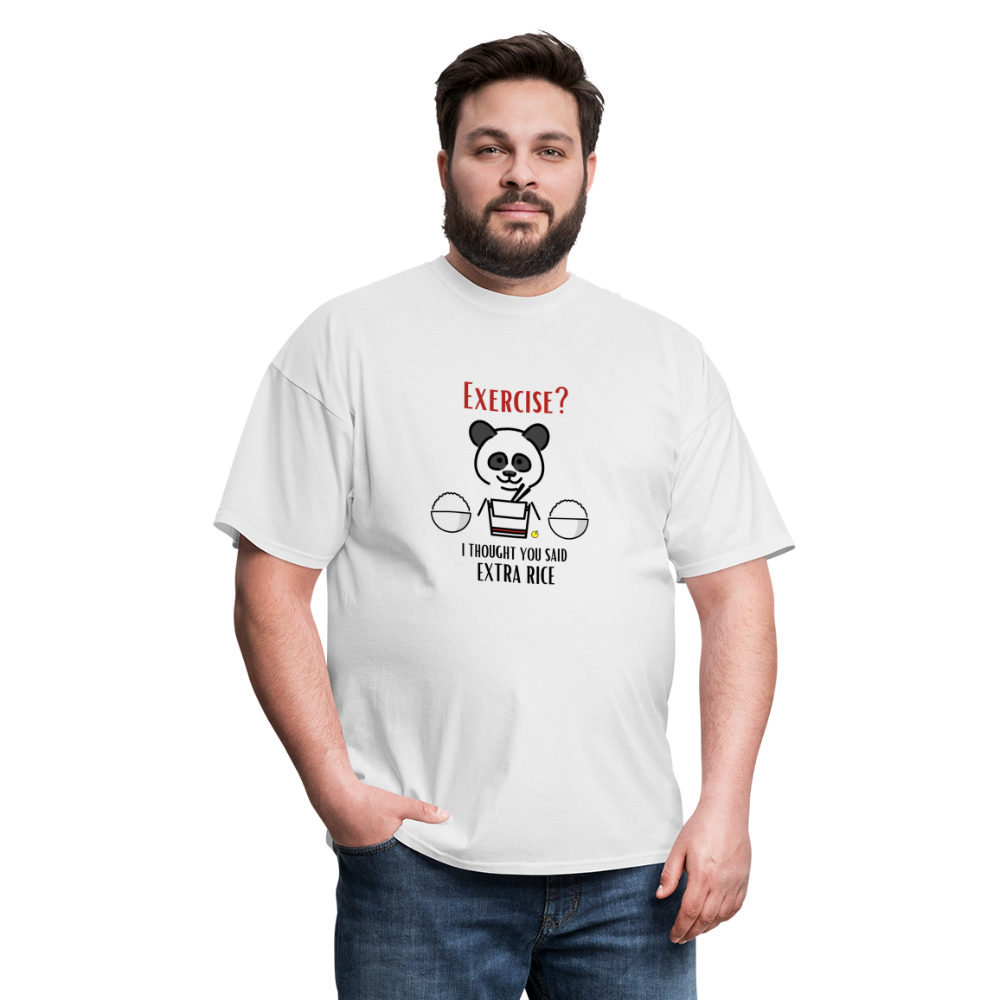 Exercise? I Thought You Said Extra Rice Panda Unisex Moji Expressions Classic T-Shirt - Emoji.Express - white