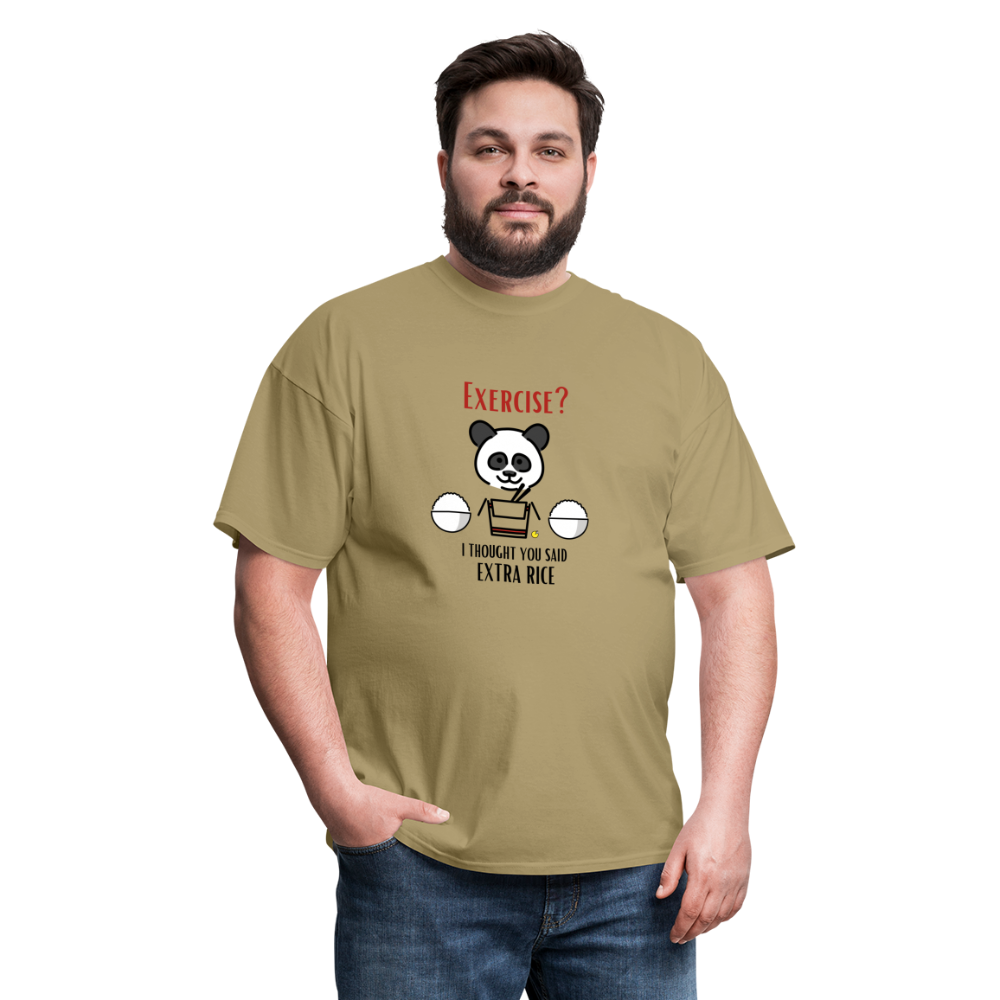 Exercise? I Thought You Said Extra Rice Panda Unisex Moji Expressions Classic T-Shirt - Emoji.Express - khaki
