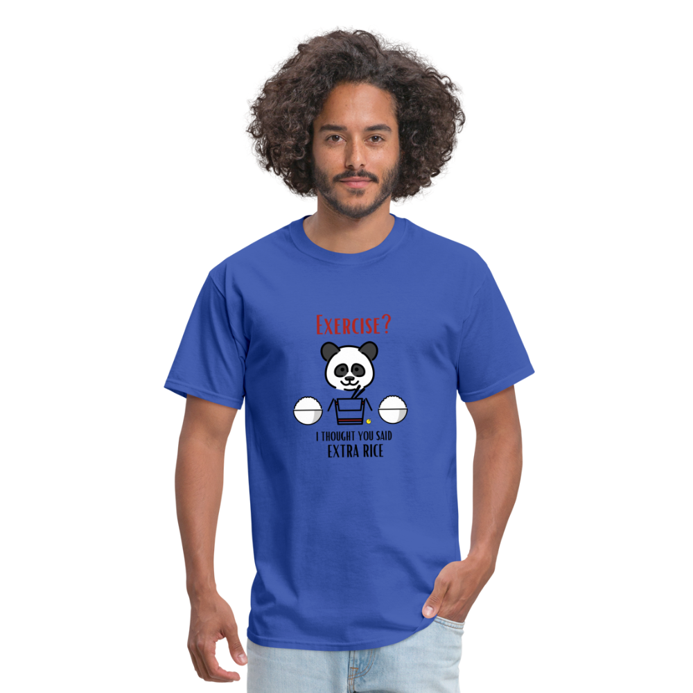 Exercise? I Thought You Said Extra Rice Panda Unisex Moji Expressions Classic T-Shirt - Emoji.Express - royal blue