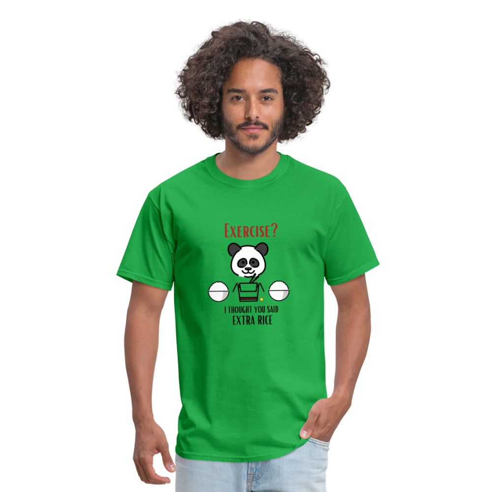 Exercise? I Thought You Said Extra Rice Panda Unisex Moji Expressions Classic T-Shirt - Emoji.Express - bright green