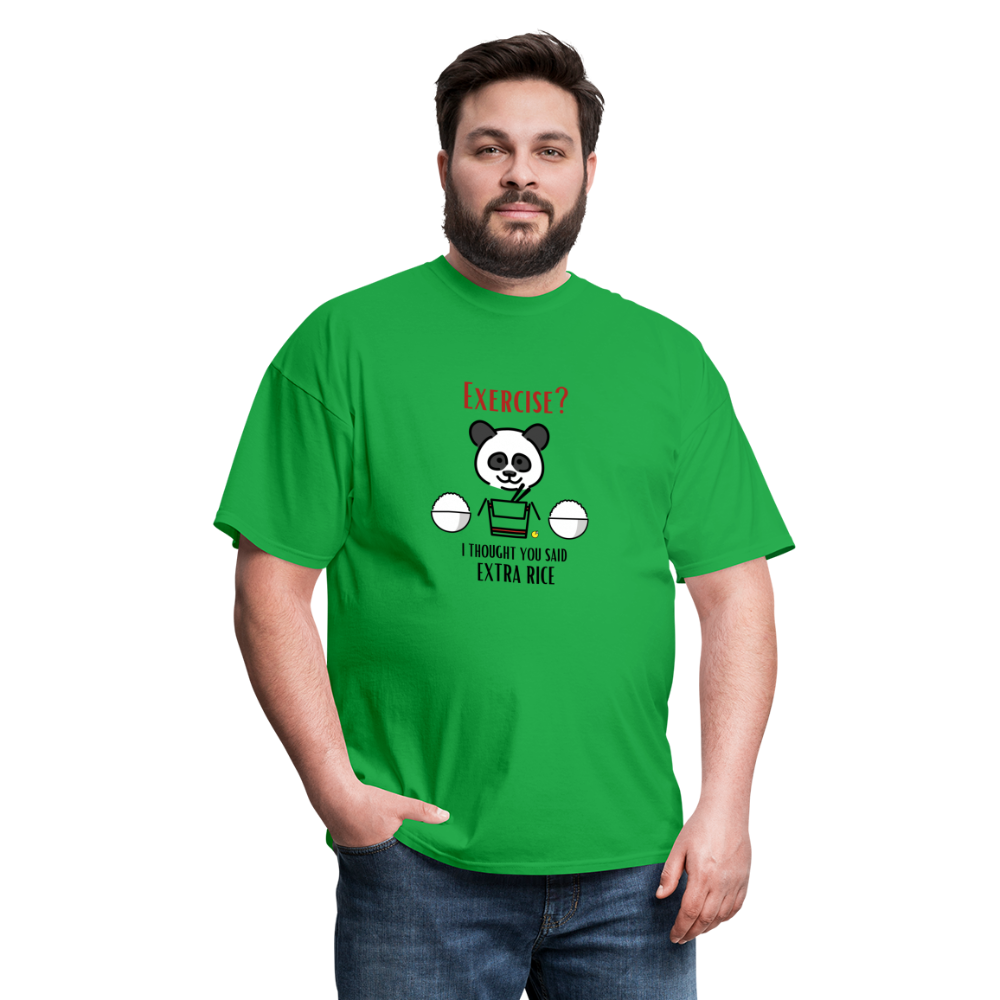 Exercise? I Thought You Said Extra Rice Panda Unisex Moji Expressions Classic T-Shirt - Emoji.Express - bright green