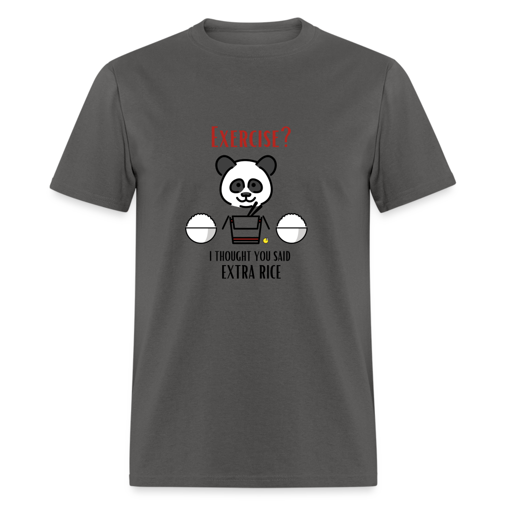 Exercise? I Thought You Said Extra Rice Panda Unisex Moji Expressions Classic T-Shirt - Emoji.Express - charcoal