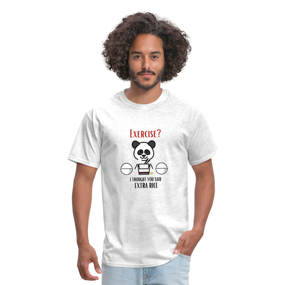 Exercise? I Thought You Said Extra Rice Panda Unisex Moji Expressions Classic T-Shirt - Emoji.Express - light heather gray