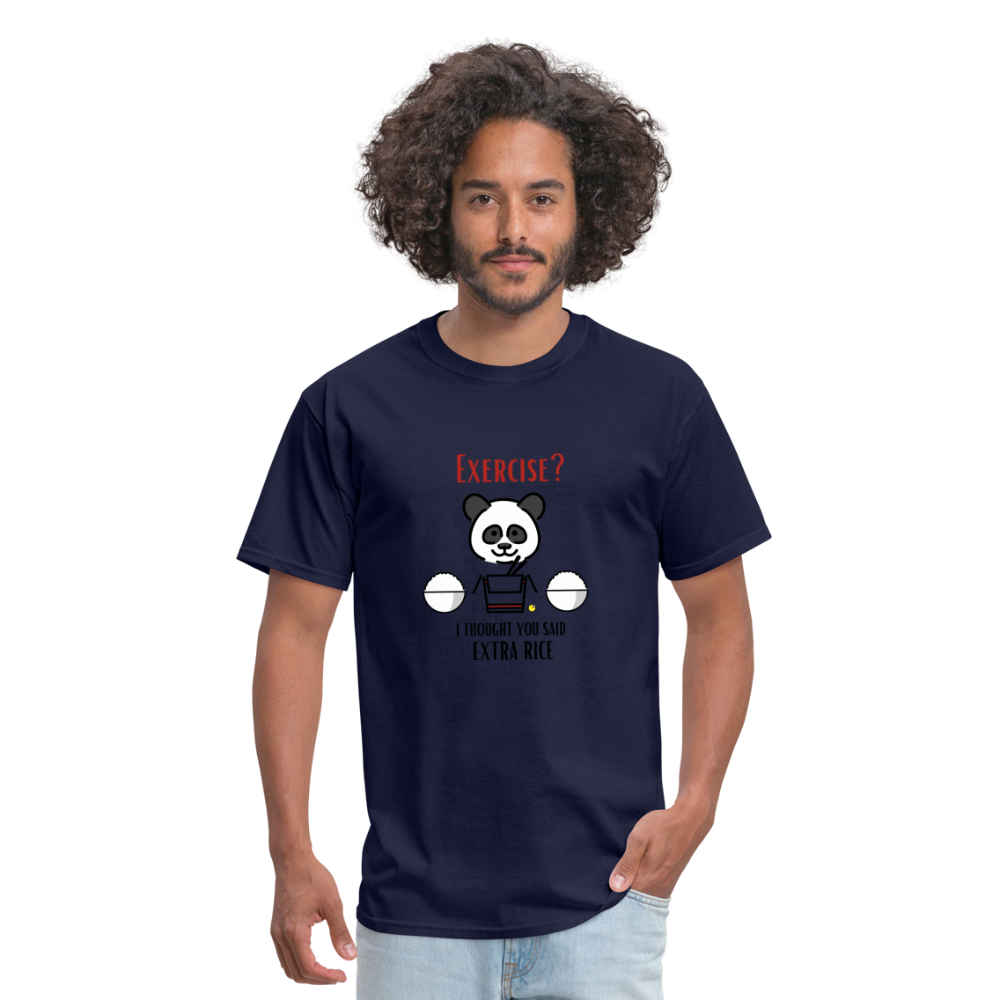 Exercise? I Thought You Said Extra Rice Panda Unisex Moji Expressions Classic T-Shirt - Emoji.Express - navy