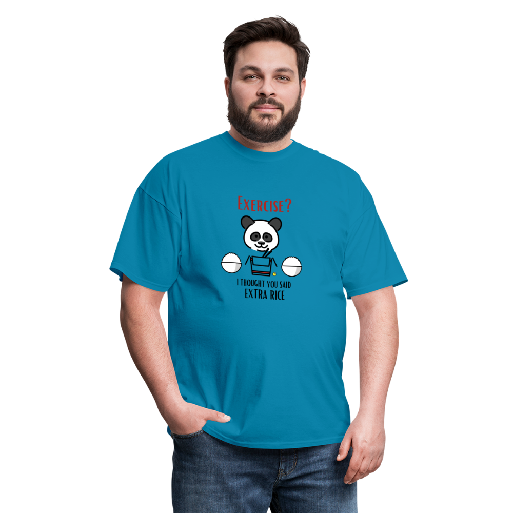 Exercise? I Thought You Said Extra Rice Panda Unisex Moji Expressions Classic T-Shirt - Emoji.Express - turquoise