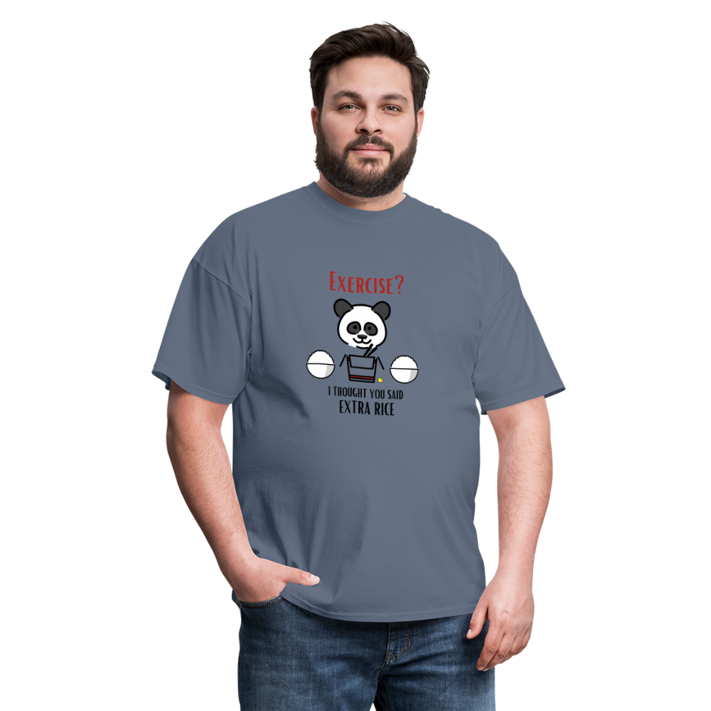 Exercise? I Thought You Said Extra Rice Panda Unisex Moji Expressions Classic T-Shirt - Emoji.Express - denim