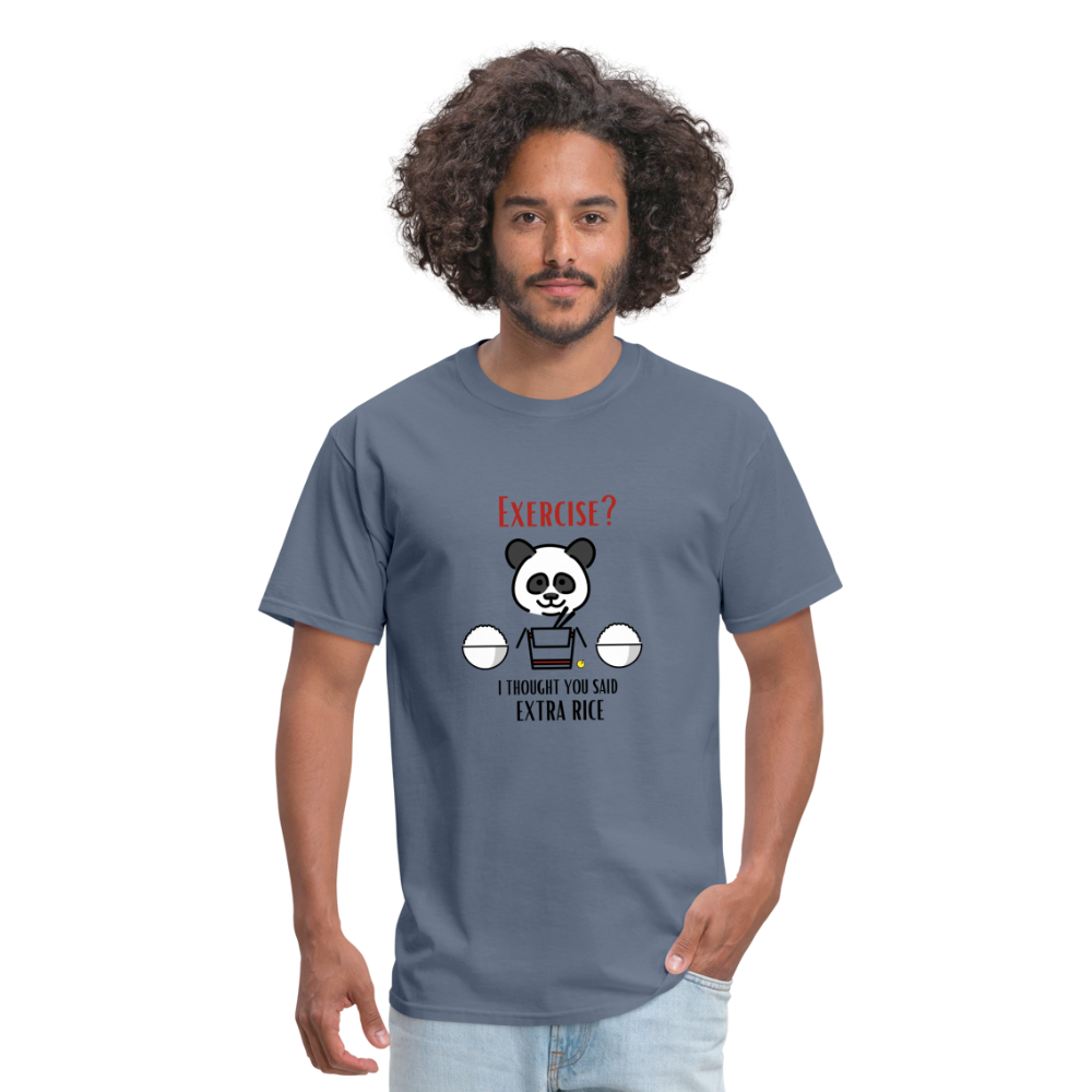 Exercise? I Thought You Said Extra Rice Panda Unisex Moji Expressions Classic T-Shirt - Emoji.Express - denim