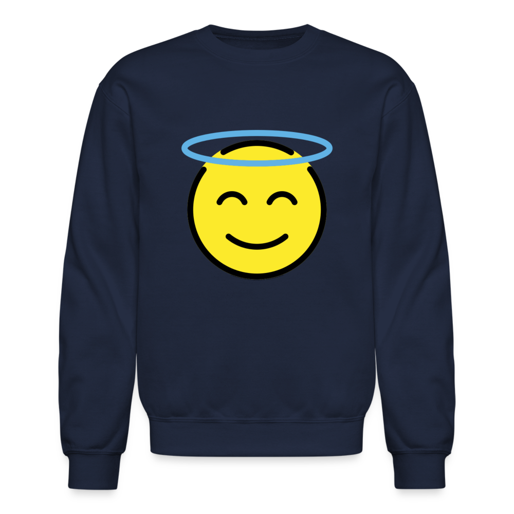 Smiling Face with Halo Moji Crewneck Sweatshirt - Emoji.Express - navy