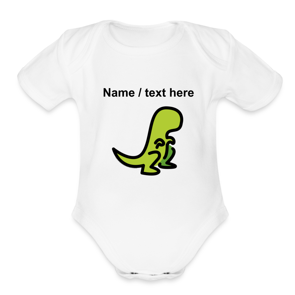 T-Rex Moji Organic Short Sleeve Baby Bodysuit - Moji.Express - white