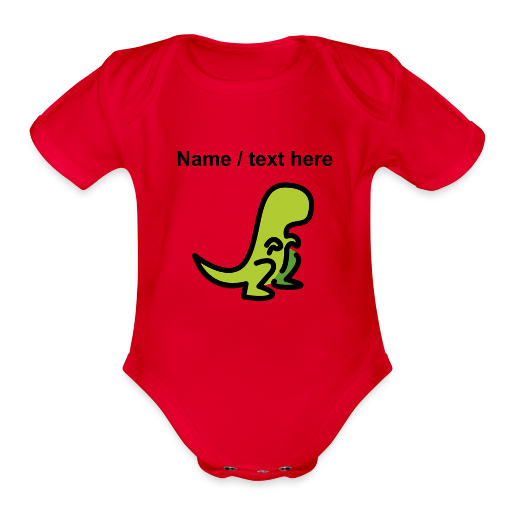 T-Rex Moji Organic Short Sleeve Baby Bodysuit - Moji.Express - red