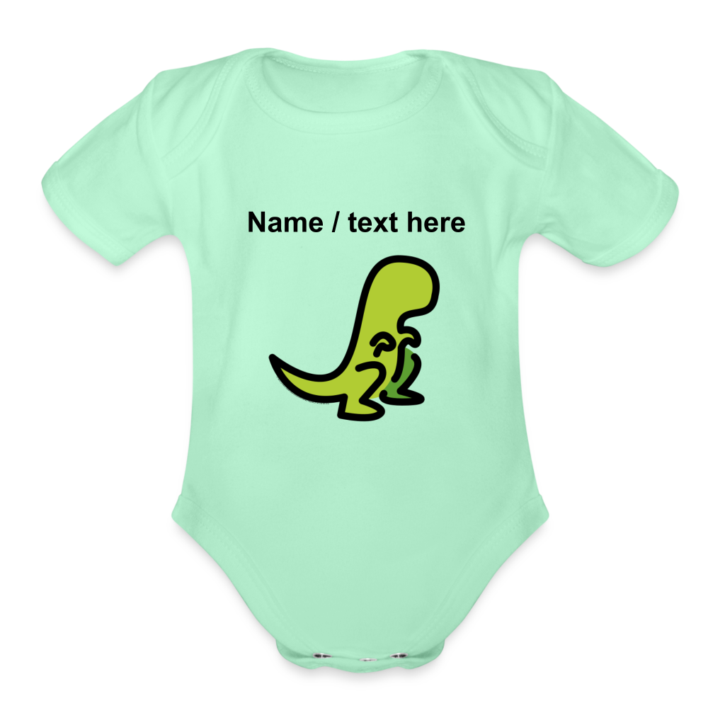 T-Rex Moji Organic Short Sleeve Baby Bodysuit - Moji.Express - light mint