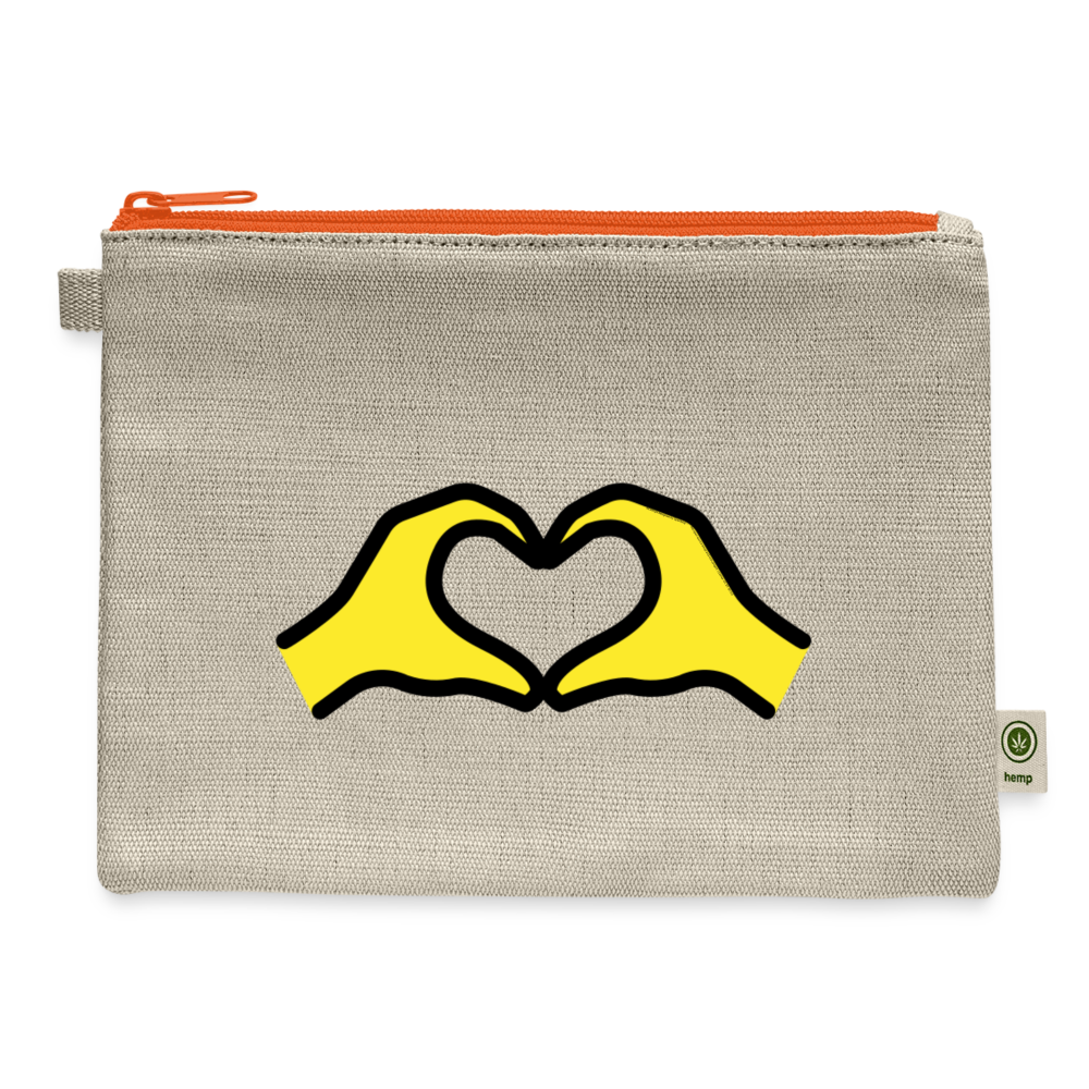 Heart Hands Moji Carry All Hemp Pouch - Emoji.Express - natural/orange