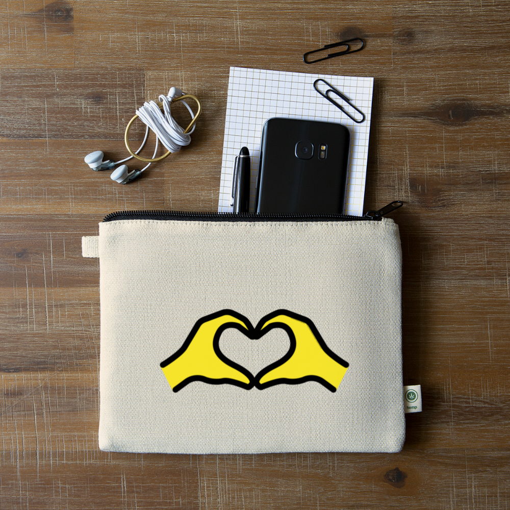 Heart Hands Moji Carry All Hemp Pouch - Emoji.Express - natural