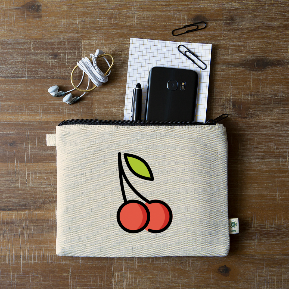 Cherries Moji Carry All Hemp Pouch - Emoji.Express - natural