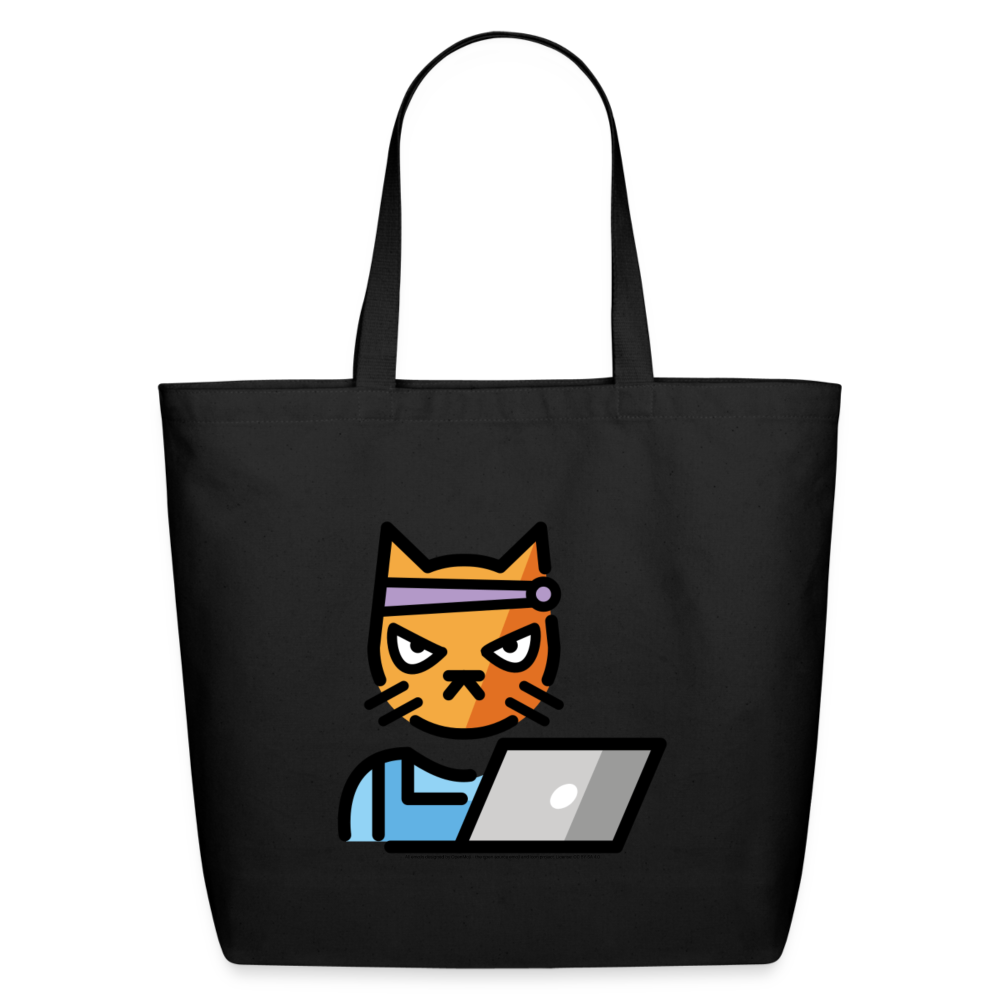 Customizable Hacker Cat Moji Eco-Friendly Cotton Tote - Emoji.Express - black