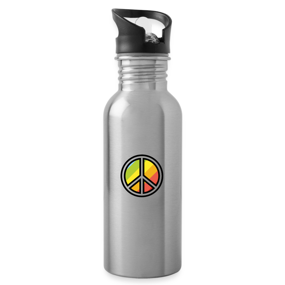 Peace Symbol Moji Water Bottle - Emoji.Express - silver