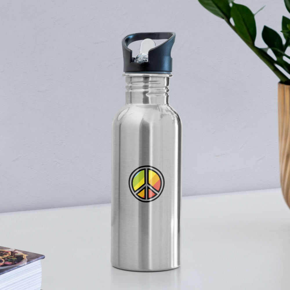 Peace Symbol Moji Water Bottle - Emoji.Express - silver