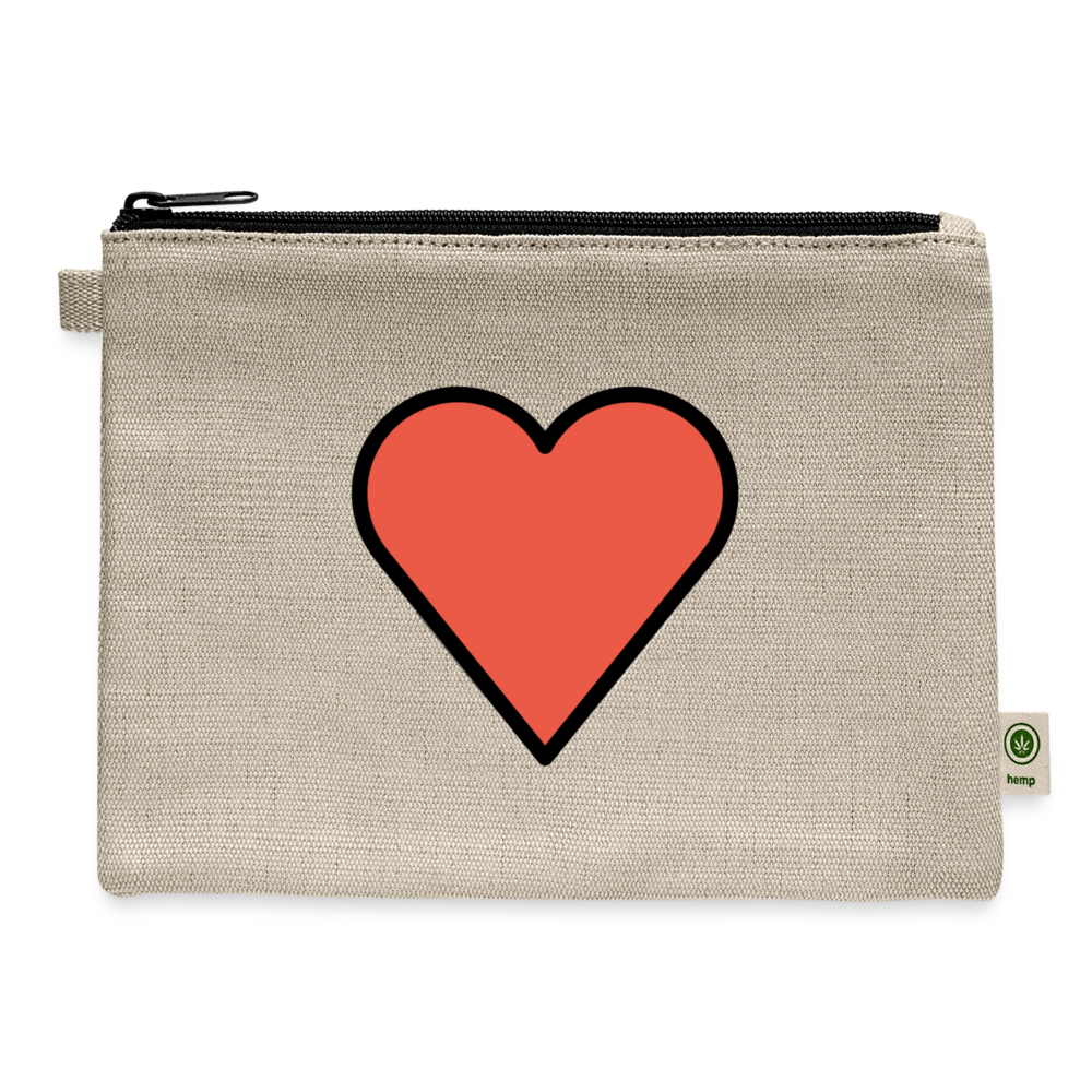 Red Heart Moji Carry All Hemp Pouch - Emoji.Express - natural