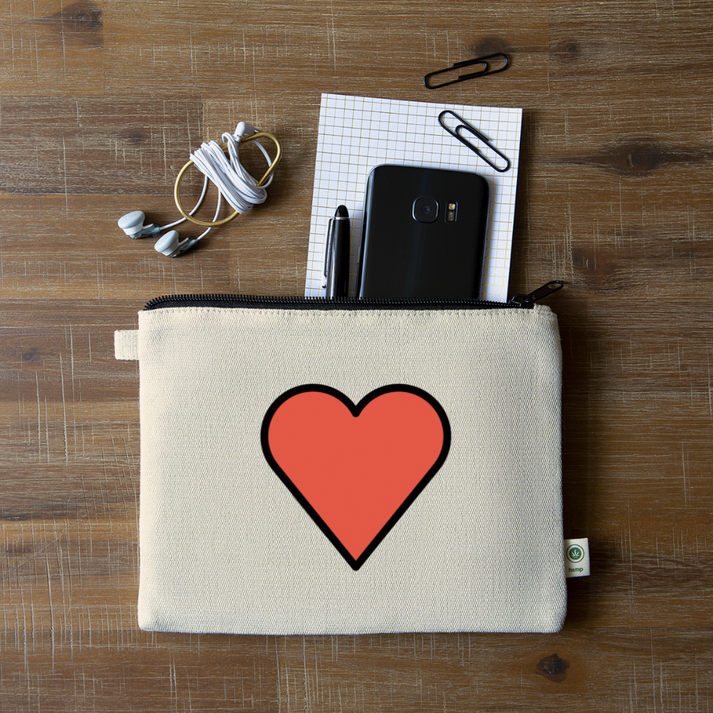 Red Heart Moji Carry All Hemp Pouch - Emoji.Express - natural
