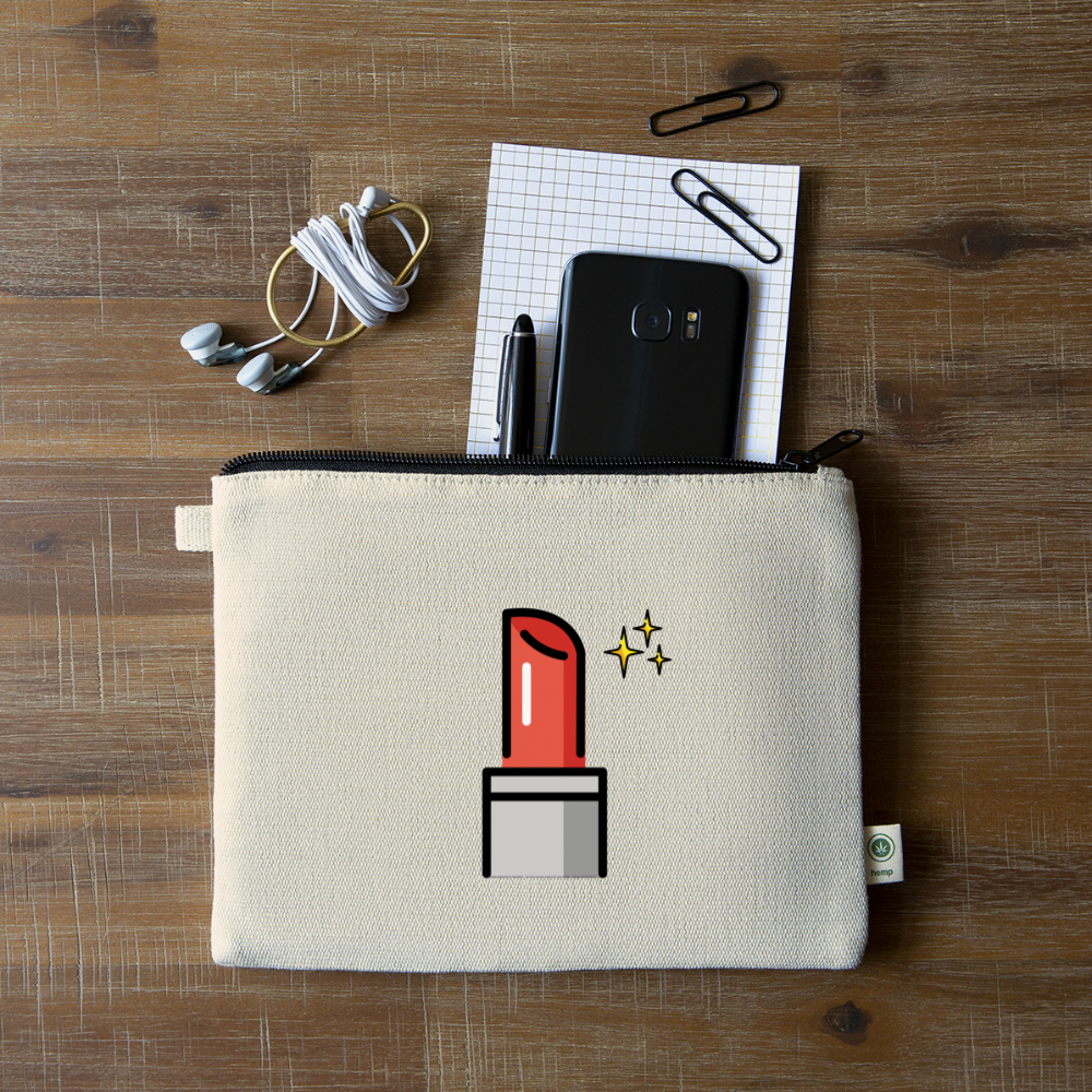 Lipstick Moji Carry All Hemp Pouch - Emoji.Express - natural