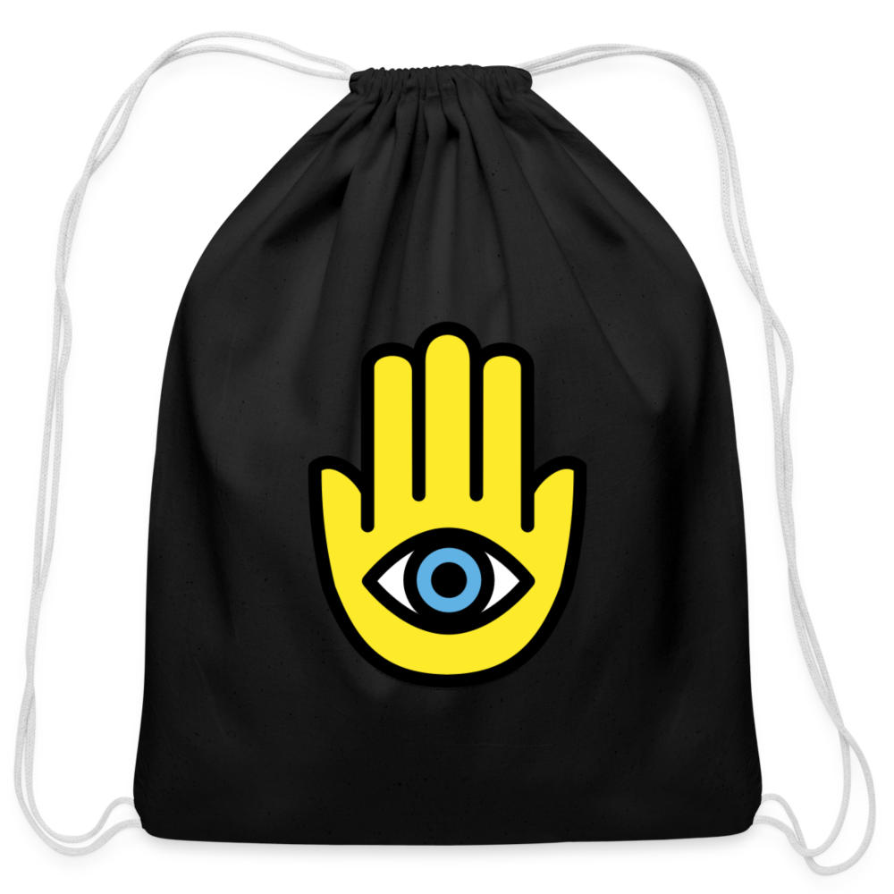 Customizable Hamsa Moji Cotton Drawstring Bag - Emoji.Express - black
