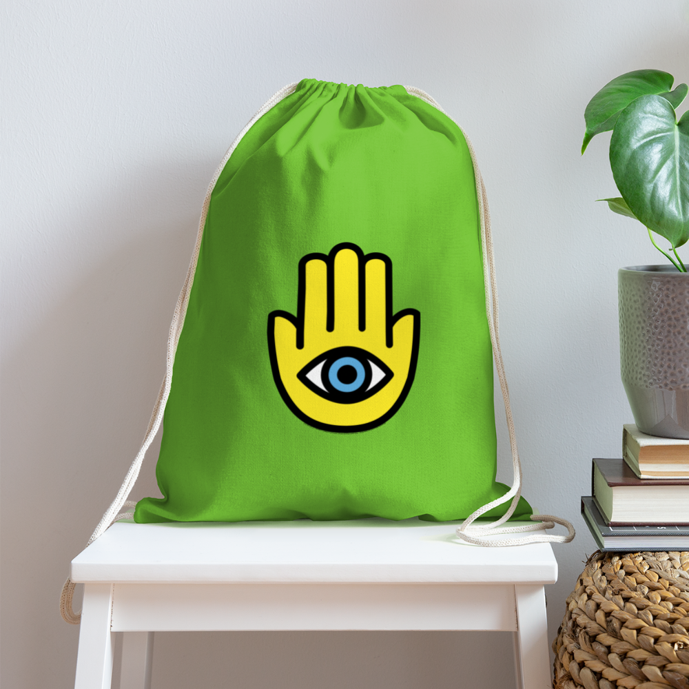 Customizable Hamsa Moji Cotton Drawstring Bag - Emoji.Express - clover