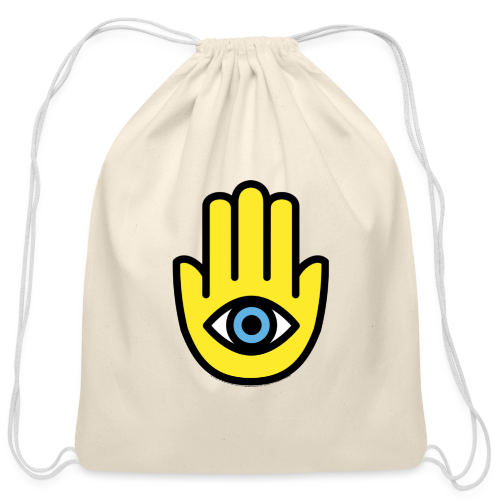 Customizable Hamsa Moji Cotton Drawstring Bag - Emoji.Express - natural