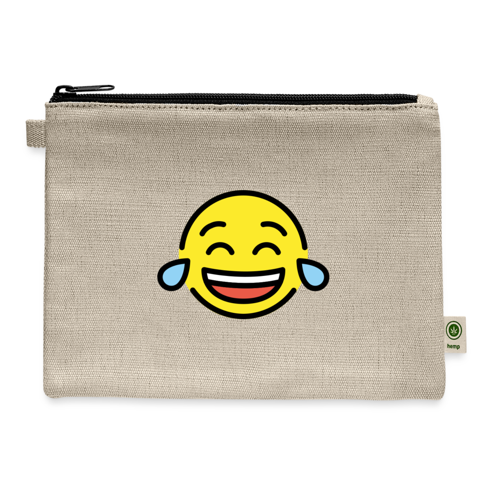 Tears of Joy Moji Carry All Hemp Pouch - Emoji.Express - natural