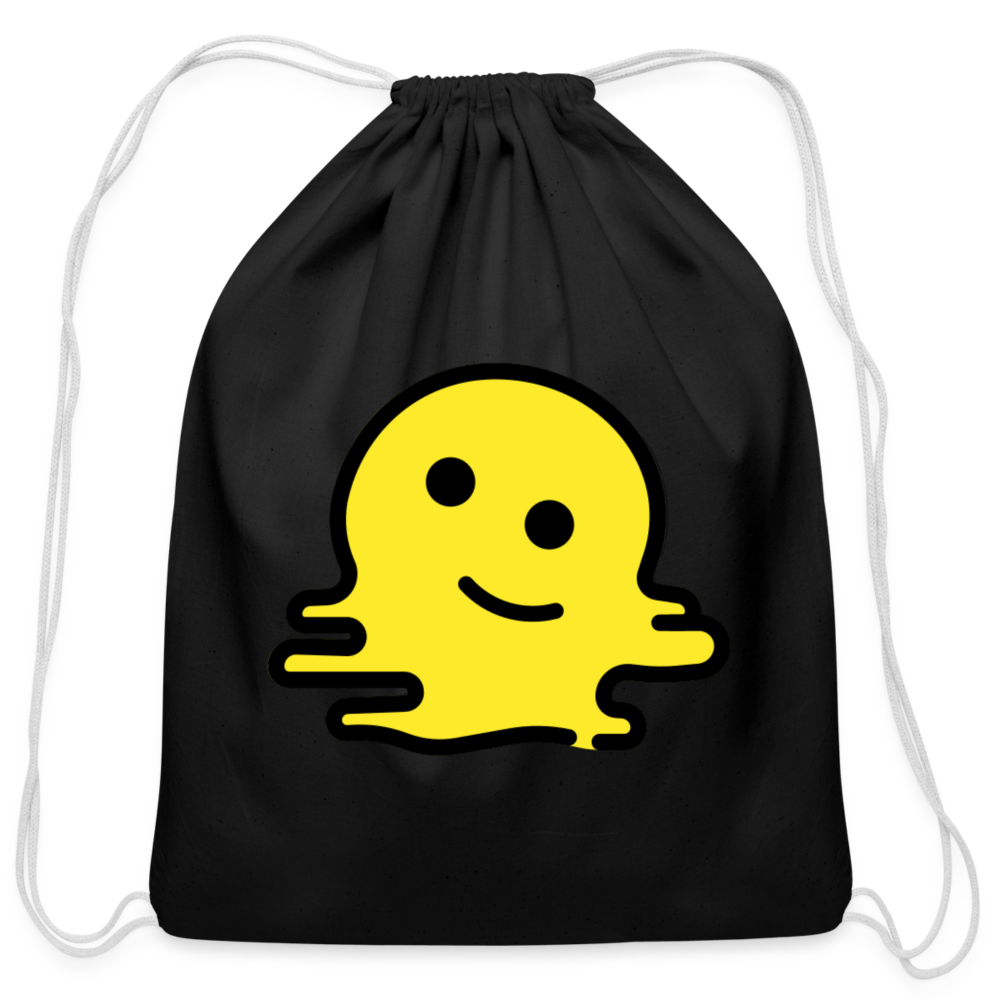 Customizable Melting Face Moji Cotton Drawstring Bag - Emoji.Express - black