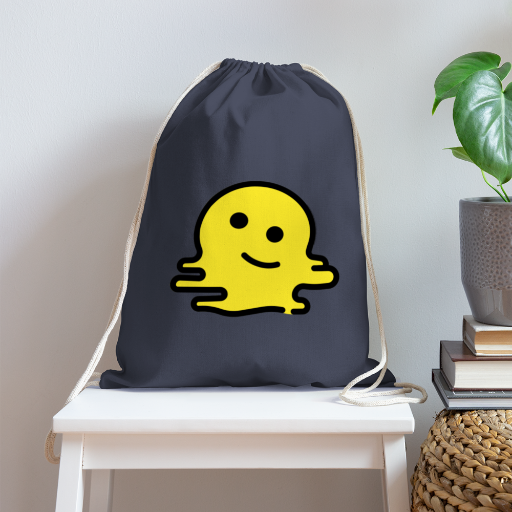 Customizable Melting Face Moji Cotton Drawstring Bag - Emoji.Express - navy