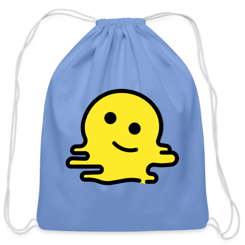 Customizable Melting Face Moji Cotton Drawstring Bag - Emoji.Express - carolina blue