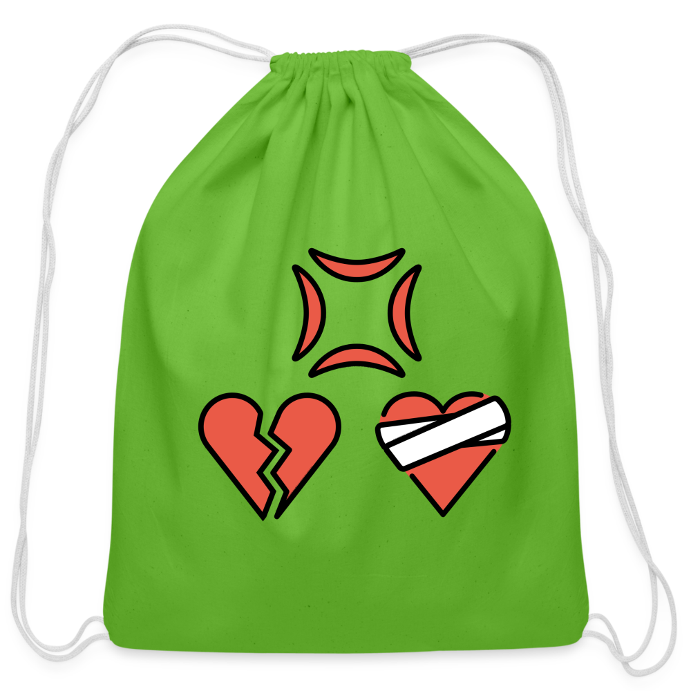 Customizable Anger Symbol + Broken Heart + Mending Heart Moji Cotton Drawstring Bag - Emoji.Express - clover