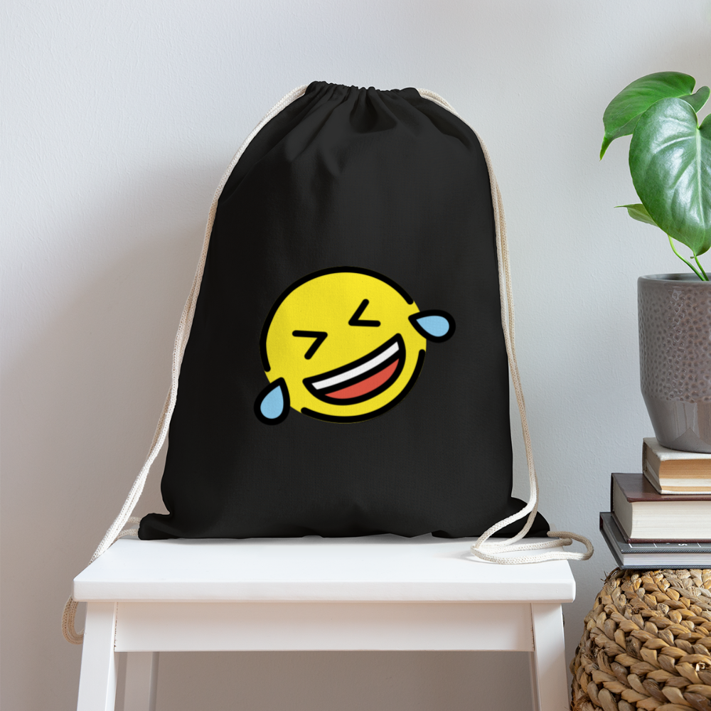 Customizable ROFL Moji Cotton Drawstring Bag - Emoji.Express - black