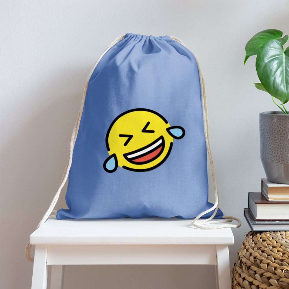 Customizable ROFL Moji Cotton Drawstring Bag - Emoji.Express - carolina blue