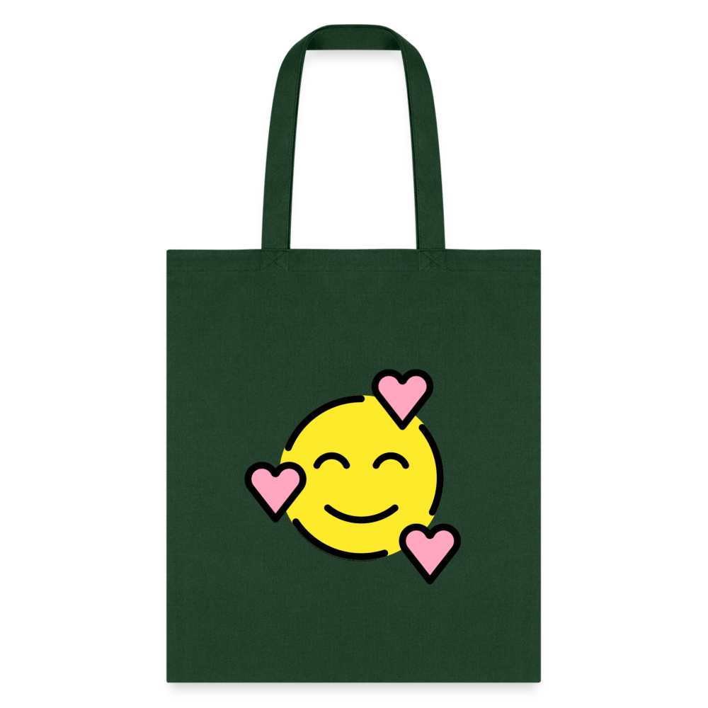 Smiling Face with Hearts Moji Tote Bag - Emoji.Express - forest green