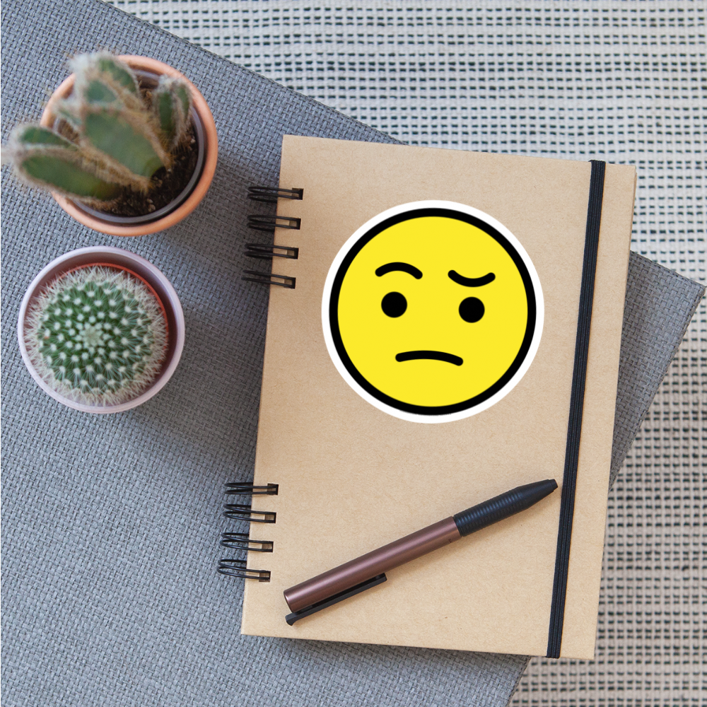 Face with Raised Eyebrow Moji Sticker - Emoji.Express - white matte
