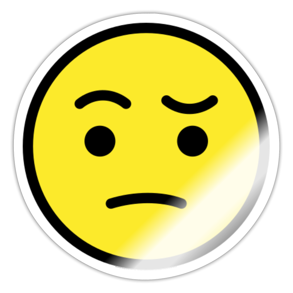 Face with Raised Eyebrow Moji Sticker - Emoji.Express - white glossy