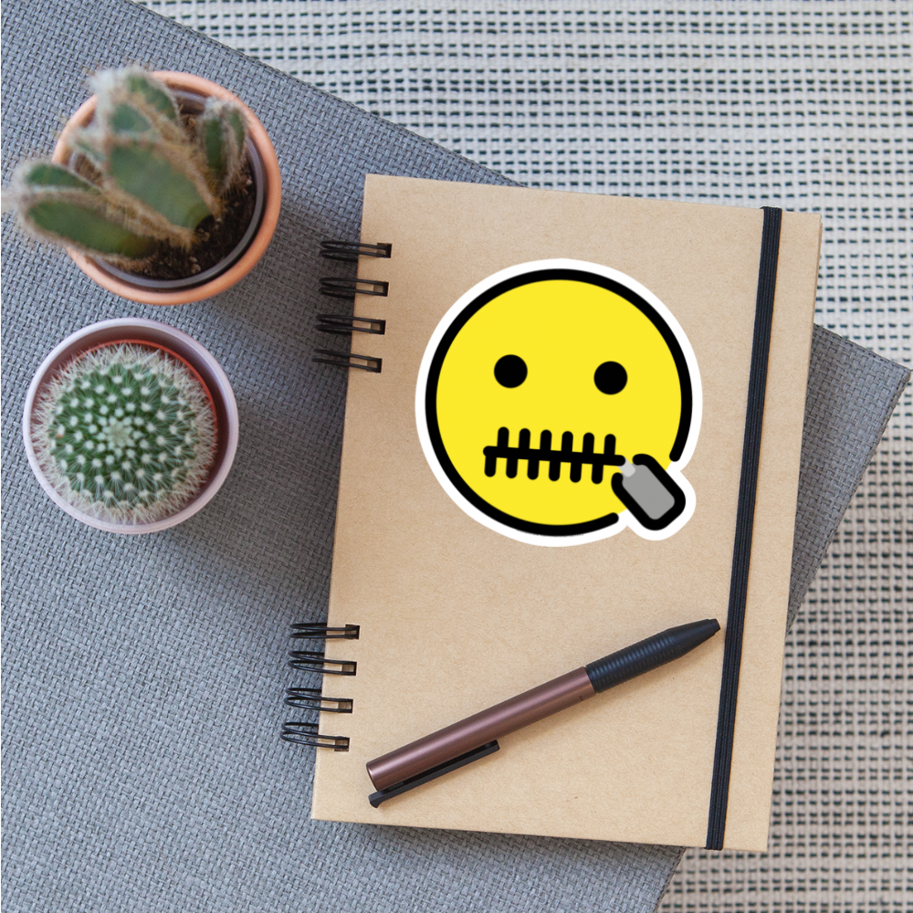 Zipper Mouth Face Moji Sticker - Emoji.Express - white matte