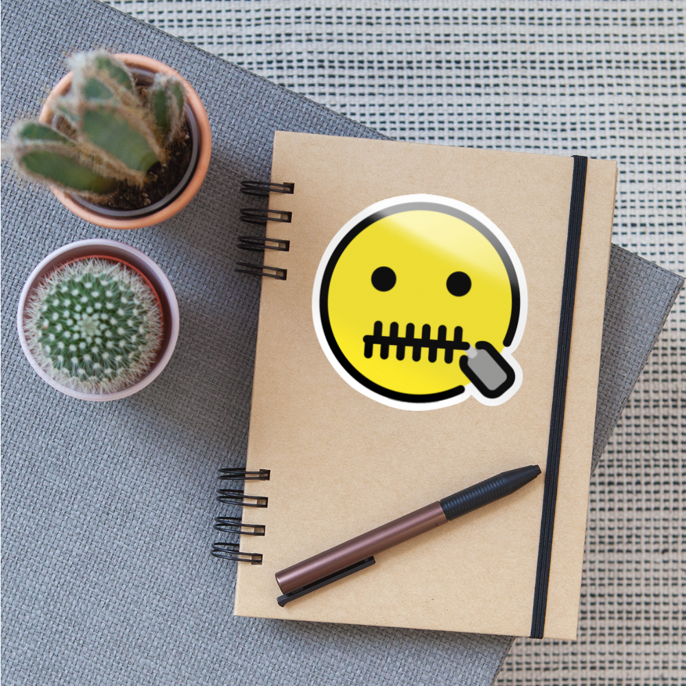 Zipper Mouth Face Moji Sticker - Emoji.Express - white glossy