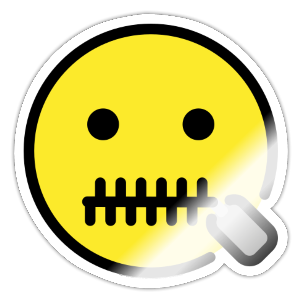 Zipper Mouth Face Moji Sticker - Emoji.Express - white glossy