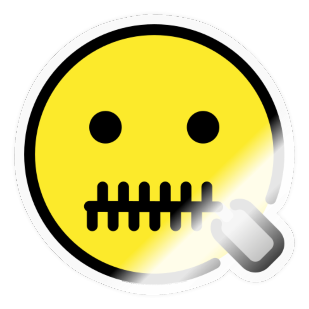 Zipper Mouth Face Moji Sticker - Emoji.Express - transparent glossy