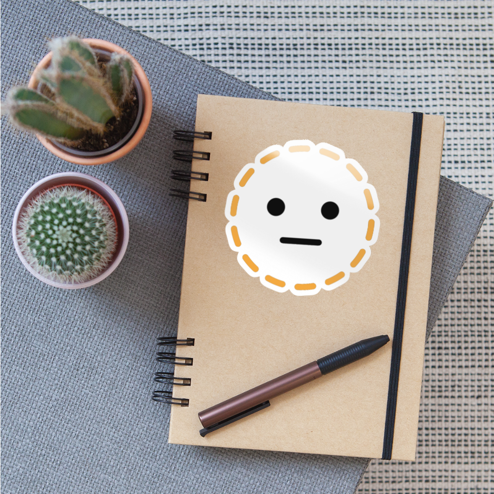 Dotted Line Face Moji Sticker - Emoji.Express - white glossy
