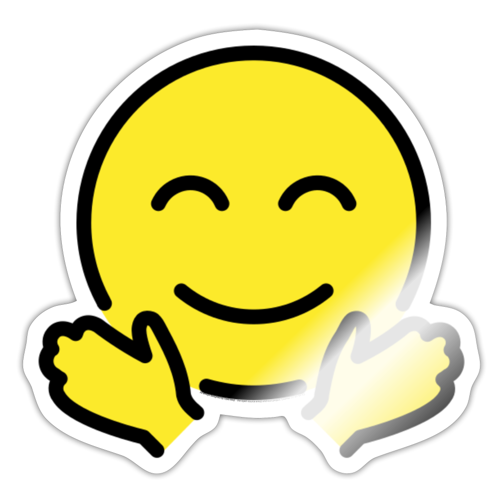 Smiling Face with Open Hands Moji Sticker - Emoji.Express - white glossy