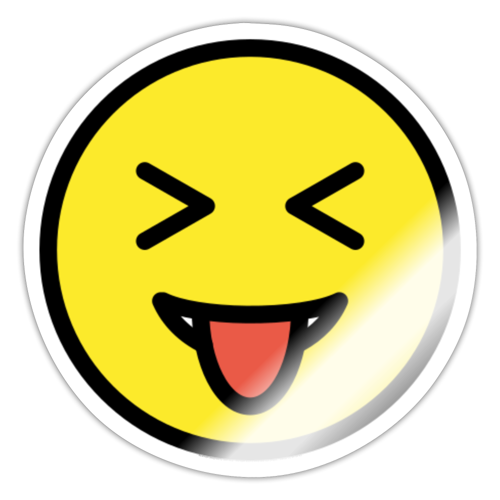 Squinting Face with Tongue Moji Sticker - Emoji.Express - white glossy