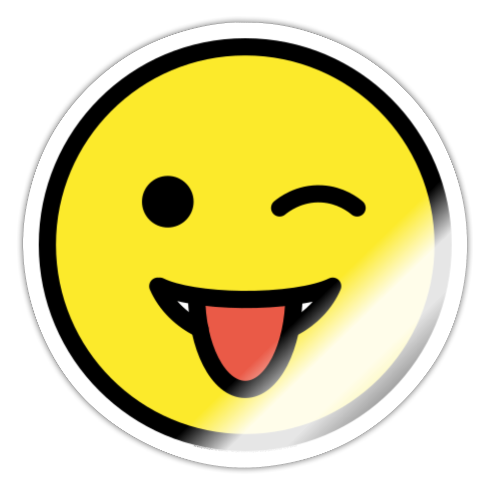 Winking Face with Tongue Moji Sticker - Emoji.Express - white glossy