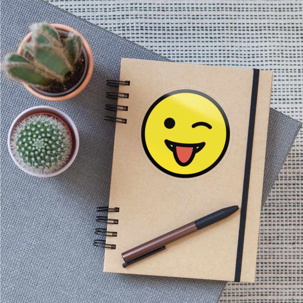 Winking Face with Tongue Moji Sticker - Emoji.Express - transparent glossy