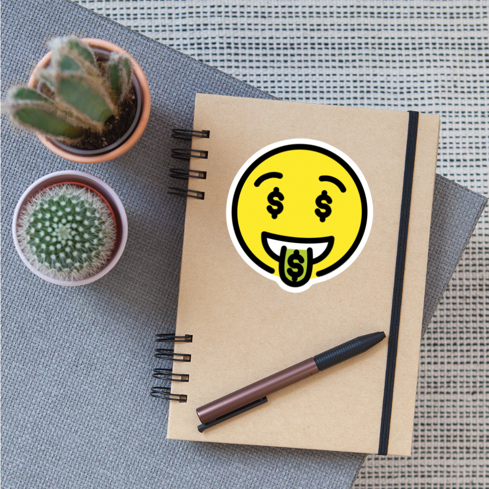 Money Mouth Face Moji Sticker - Emoji.Express - white matte